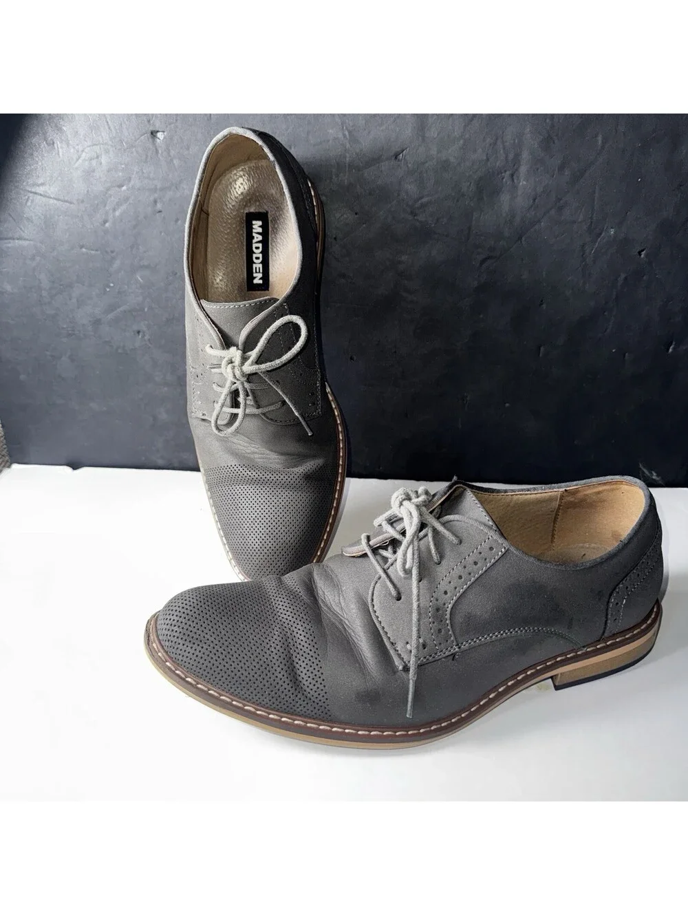 Steve Madden Madden Gray Perforated Oxford Dress Shoes Men’s 10M [COPY]